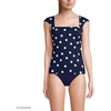 Womens Square Neck Underwire Square Back Tankini Swimsuit Top(Deep Sea Navy Polka Dot)