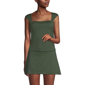 Womens Square Neck Underwire Square Back Tankini Swimsuit Top(Rich Olive Green)