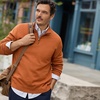 Lands’ End Men’s Long Sleeve Fine Gauge Cotton Quarter Zip Sweater(Fresh Cinnamon)