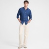 Lands’ End Men’s Long Sleeve Linen Shirt(Pale Radiant Navy/Sapphire)