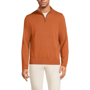 Lands’ End Men’s Long Sleeve Fine Gauge Cotton Quarter Zip Sweater(Fresh Cinnamon)