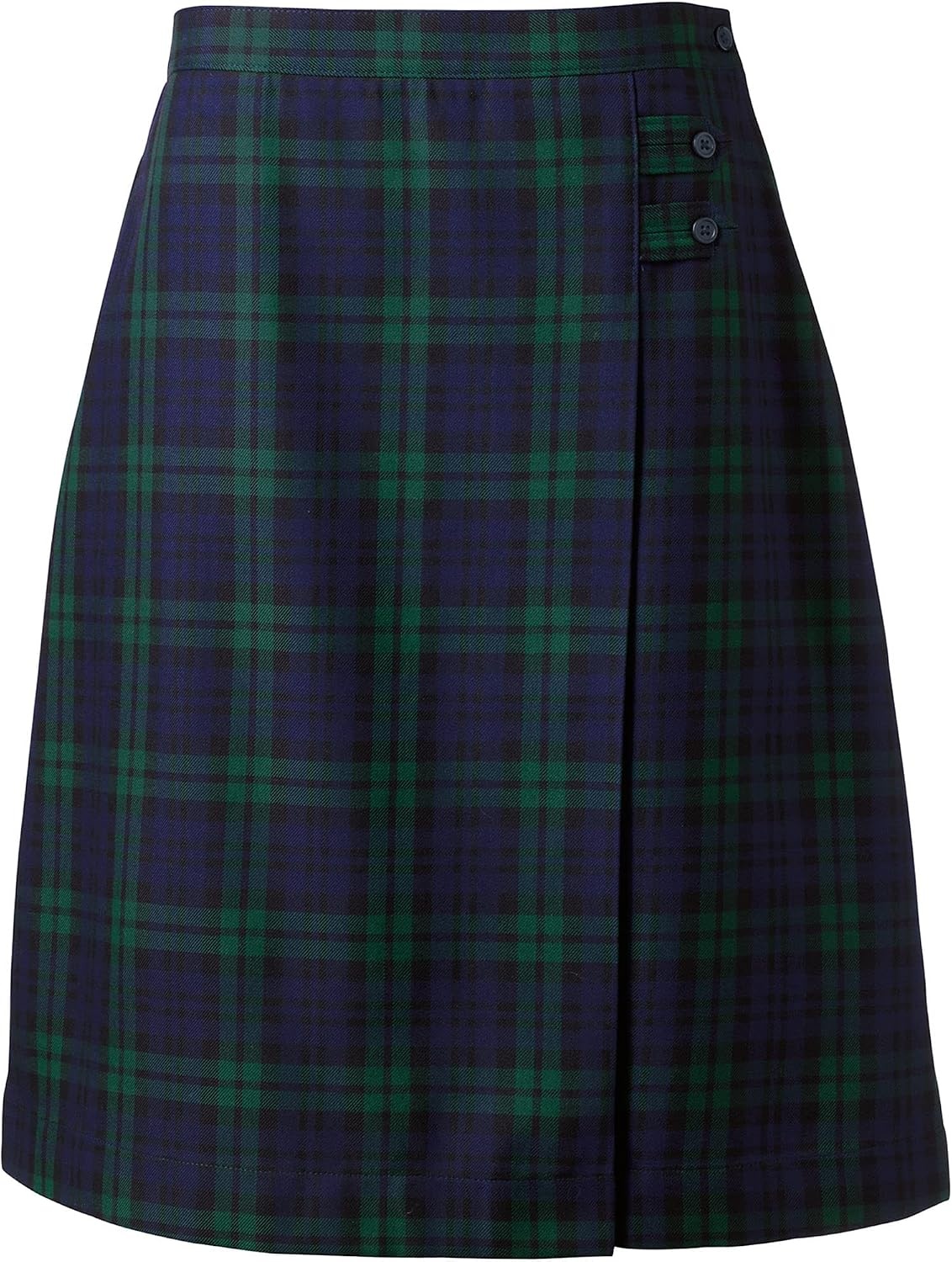 image:imageSchool Uniform Young Womens Plaid Aline Skirt Below the KneeClassic Navyevergreen Plaid