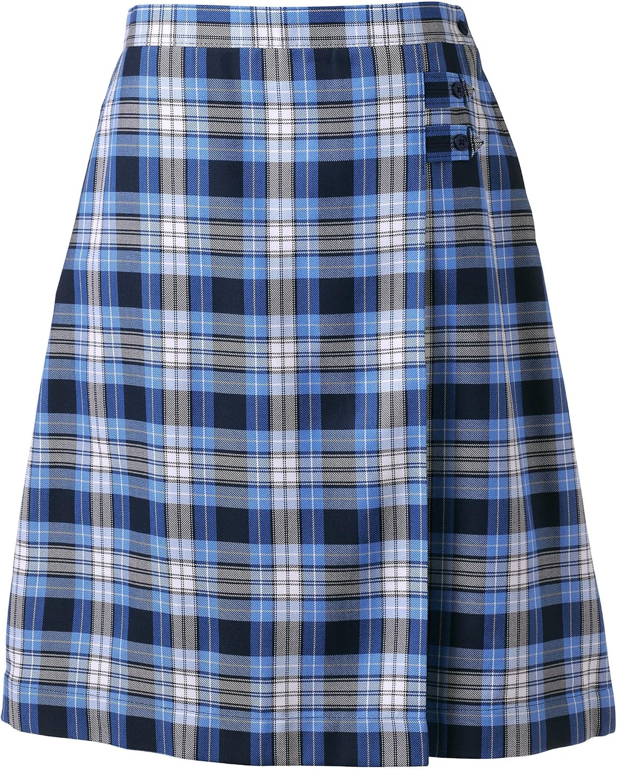image:imageSchool Uniform Young Womens Plaid Aline Skirt Below the KneeClear Blue Plaid