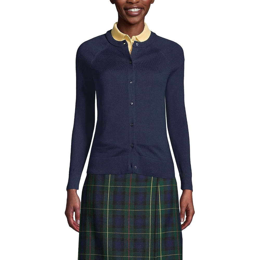 image:imageSchool Uniform Young Womens Cotton Modal Cardigan SweaterClassic Navy