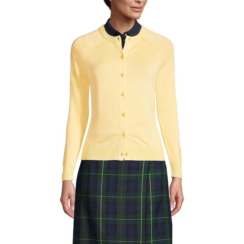 image:imageSchool Uniform Young Womens Cotton Modal Cardigan SweaterMaize