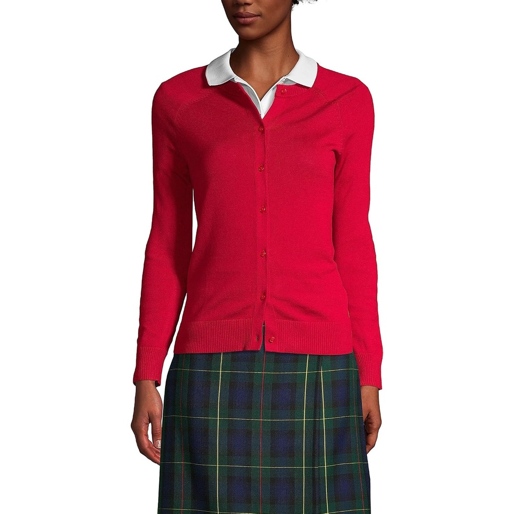 image:imageSchool Uniform Young Womens Cotton Modal Cardigan SweaterRed