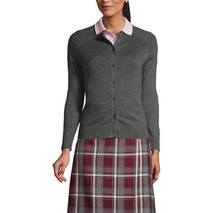 School Uniform Young Women’s Cotton Modal Cardigan Sweater(Coal Heather)