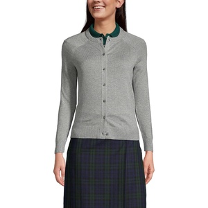 School Uniform Young Women’s Cotton Modal Cardigan Sweater(Pewter Heather)