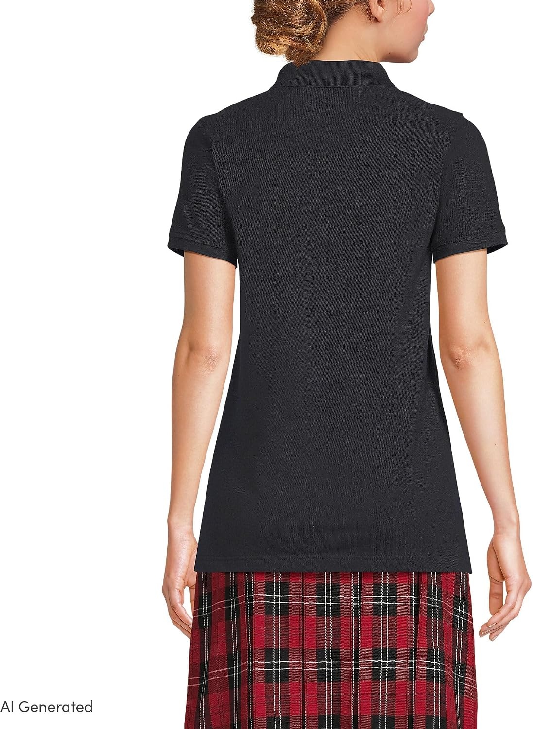 image:imageSchool Uniform Young Womens Short Sleeve Mesh Polo ShirtBlack