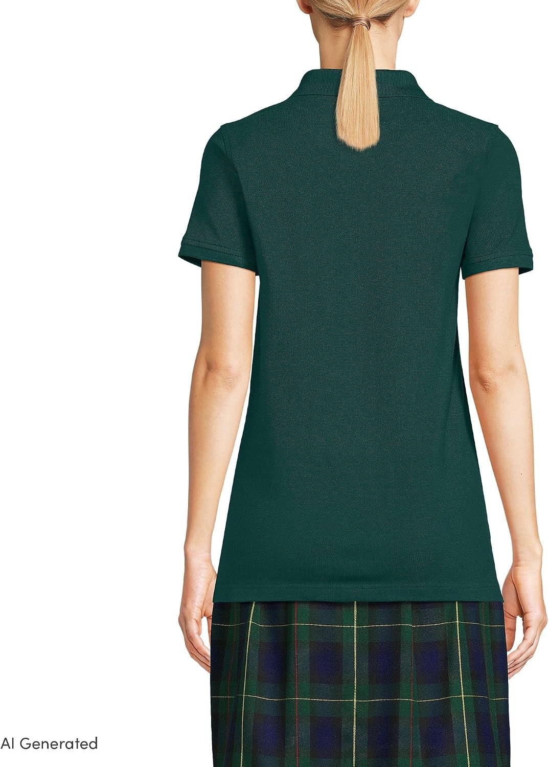 image:imageSchool Uniform Young Womens Short Sleeve Mesh Polo ShirtEvergreen