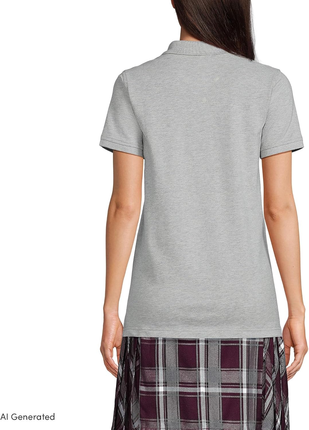 image:imageSchool Uniform Young Womens Short Sleeve Mesh Polo ShirtGray Heather
