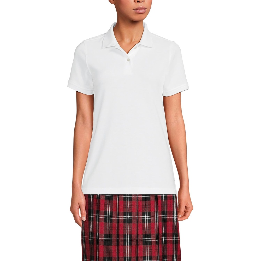image:imageSchool Uniform Young Womens Short Sleeve Mesh Polo ShirtWhite