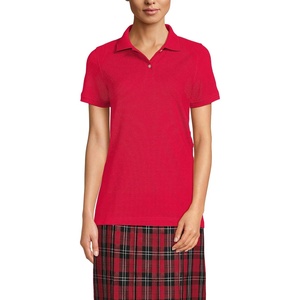 School Uniform Young Women’s Short Sleeve Mesh Polo Shirt(Red)