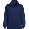 Lands’ End Women’s Serious Sweats Relaxed Quarter Zip Pullover Sweatshirt(Deep Sea Navy)