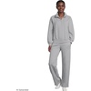 Lands’ End Women’s Serious Sweats Relaxed Quarter Zip Pullover Sweatshirt(Gray Heather)