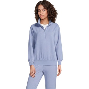 Lands’ End Women’s Serious Sweats Relaxed Quarter Zip Pullover Sweatshirt(Frosted Periwinkle)