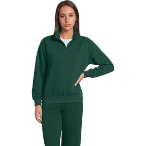 Lands’ End Women’s Serious Sweats Relaxed Quarter Zip Pullover Sweatshirt(Pine)