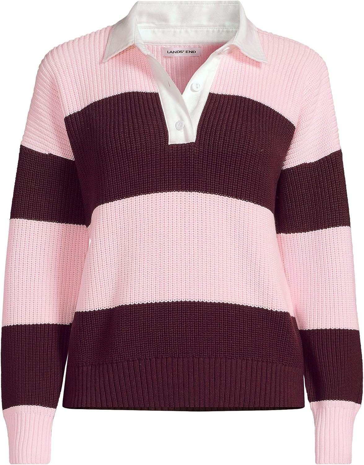 image:imageLands End Womens Cotton Rugby SweaterLush BurgundyPink Rugby