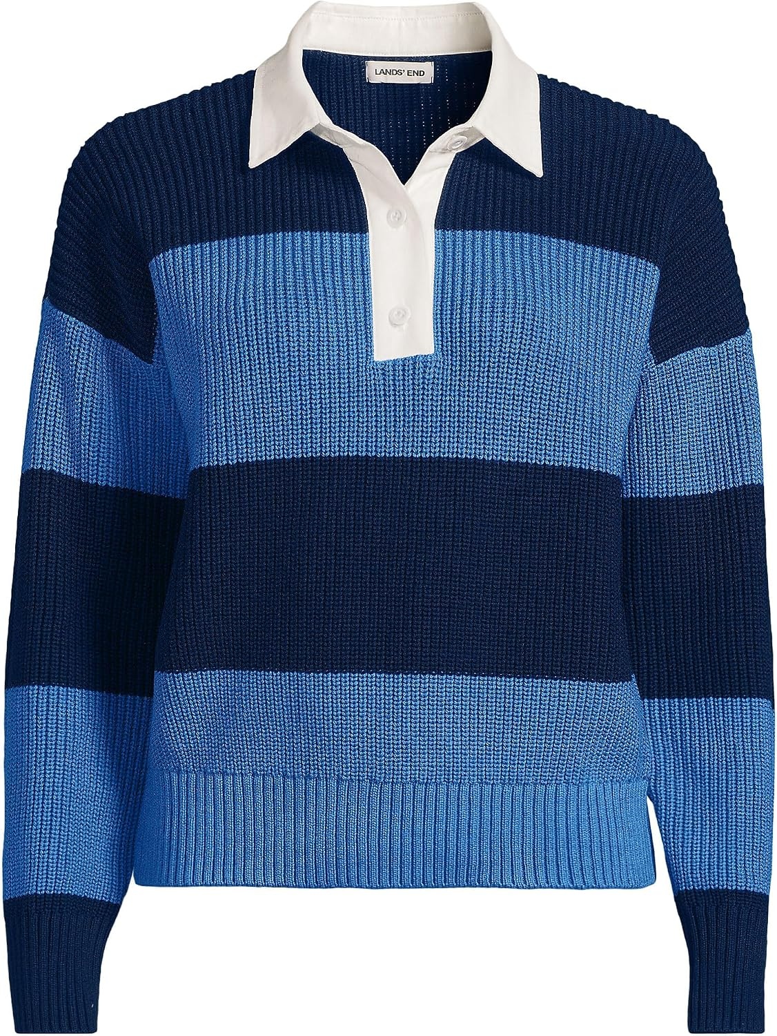 image:imageLands End Womens Cotton Rugby SweaterMuted Cobalt BlueNavy Rugby