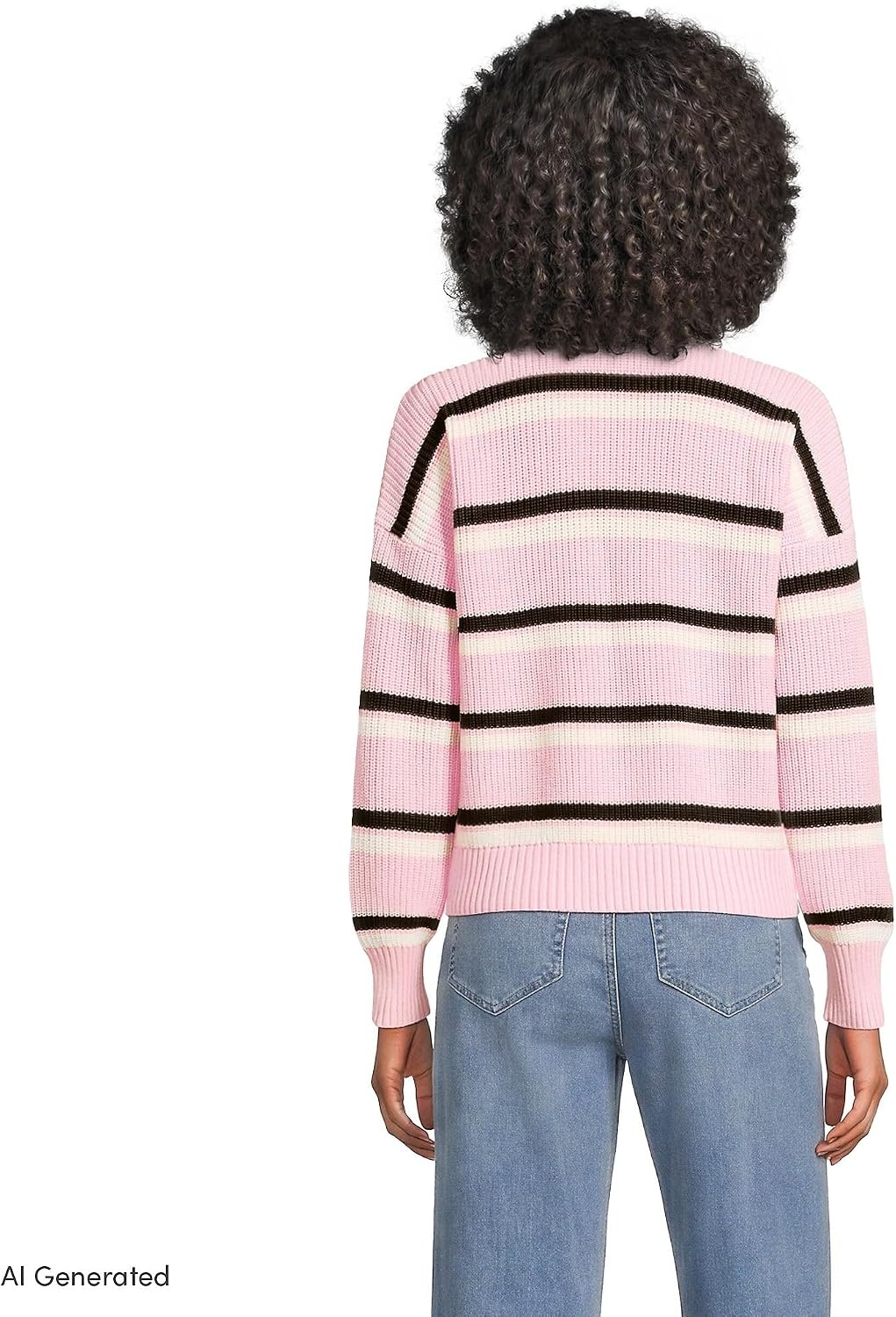 image:imageLands End Womens Cotton Rugby SweaterSea Salt PinkIvory Stripe