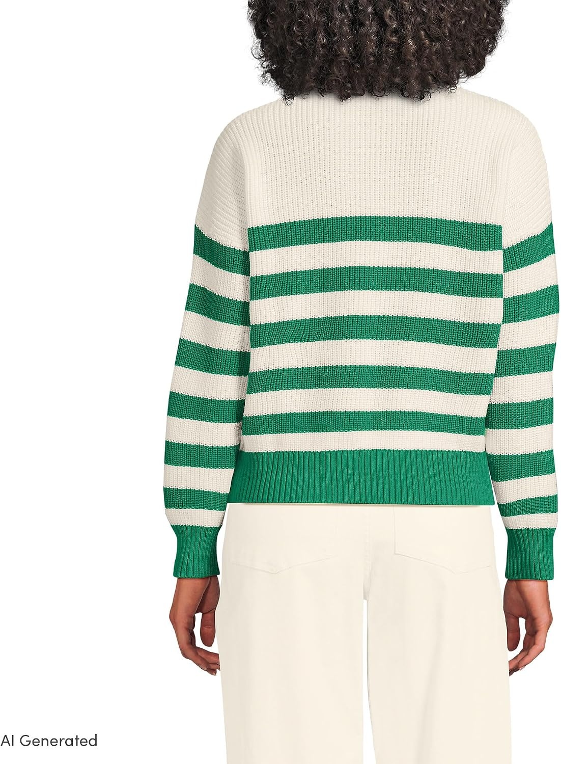 image:imageLands End Womens Cotton Rugby SweaterVibrant Clover Stripe