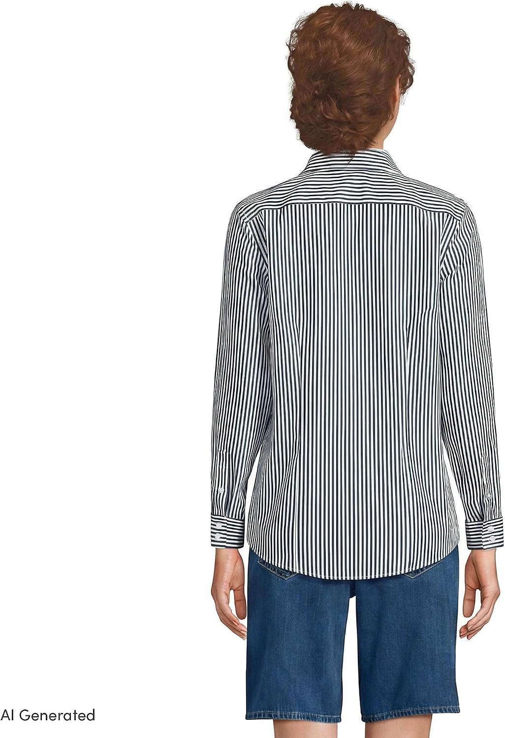 image:imageLands End Womens Pinwale Cord Long Sleeve ShirtPineWhite Stripe