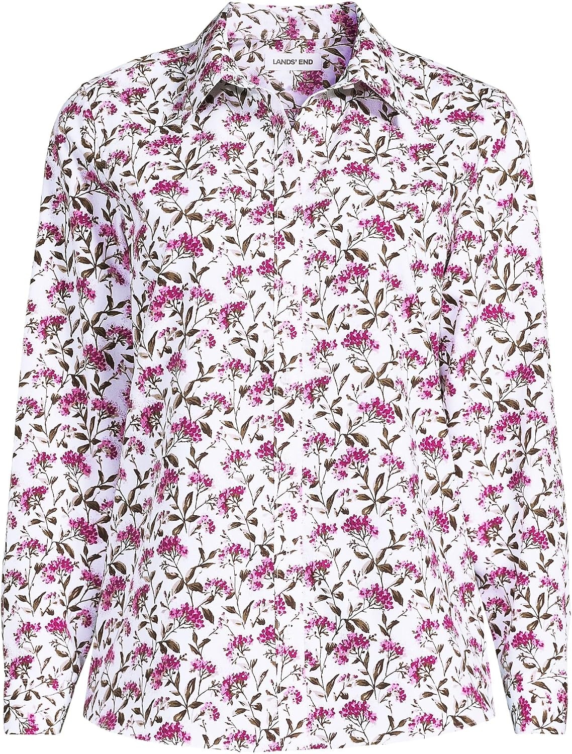 image:imageLands End Womens Pinwale Cord Long Sleeve ShirtWhitePink Hydrangea