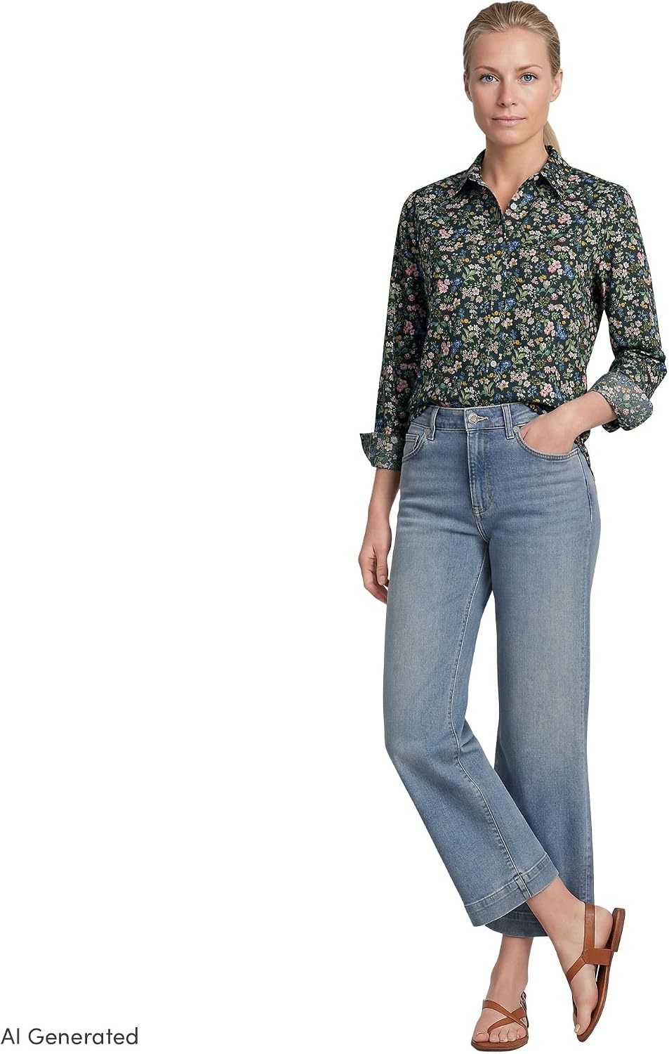 image:imageLands End Womens Pinwale Cord Long Sleeve ShirtWoodland Forest Multi Floral