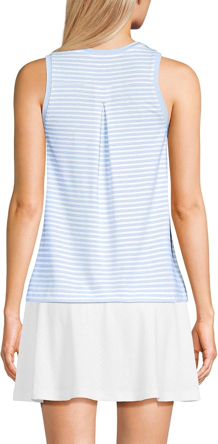 image:imageLands End Womens Power Performance Crewneck Tank TopSoft SkyWhite Mini Stripe