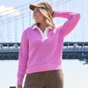 Lands’ End Women’s Cotton Rugby Sweater(Aster Pink)