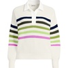 Lands’ End Women’s Cotton Rugby Sweater(Ivory Placed Multi Stripe)