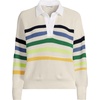 Lands’ End Women’s Cotton Rugby Sweater(Ivory/Multi Gem Placed Stripe)