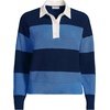 Lands’ End Women’s Cotton Rugby Sweater(Muted Cobalt Blue/Navy Rugby)