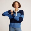 Lands’ End Women’s Cotton Rugby Sweater(Muted Cobalt Blue/Navy Rugby)