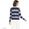 Lands’ End Women’s Cotton Rugby Sweater(Rich Coffee/Blue Sky Stripe)