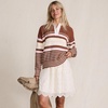 Lands’ End Women’s Cotton Rugby Sweater(Rich Ginger Multi Stripes)