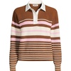 Lands’ End Women’s Cotton Rugby Sweater(Rich Ginger Multi Stripes)
