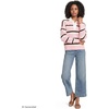 Lands’ End Women’s Cotton Rugby Sweater(Sea Salt Pink/Ivory Stripe)