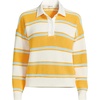 Lands’ End Women’s Cotton Rugby Sweater(Sunkissed Yellow Stripes)