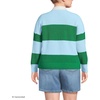 Lands’ End Women’s Cotton Rugby Sweater(True Green/Soft Ice Blue Rugby)