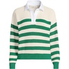 Lands’ End Women’s Cotton Rugby Sweater(Vibrant Clover Stripe)