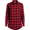 Lands’ End Women’s Flannel Boyfriend Fit Long Sleeve Shirt(Red/Black Buffalo Check)