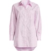 Lands’ End Women’s No Iron Oversized Poplin Extra Long Tunic(Light Rose Pink Awning Stripe)