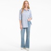 Lands’ End Women’s No Iron Oversized Poplin Extra Long Tunic(Misty Blue/Deep Sea Stripes)