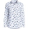 Lands’ End Women’s Pinwale Cord Long Sleeve Shirt(White/Clear Blue Sky Flowers)