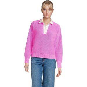 Lands’ End Women’s Cotton Rugby Sweater(Aster Pink)