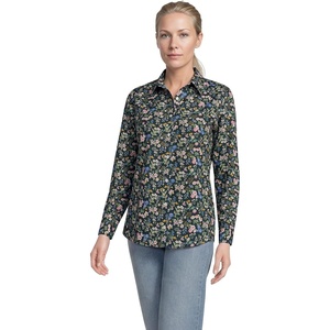 Lands’ End Women’s Pinwale Cord Long Sleeve Shirt(Woodland Forest Multi Floral)