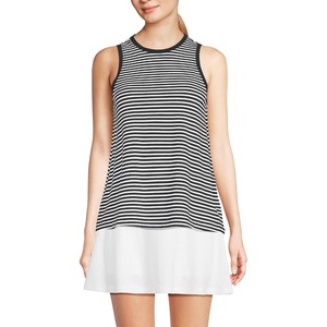 Lands’ End Women’s Power Performance Crewneck Tank Top(Black/White Mini Stripe)