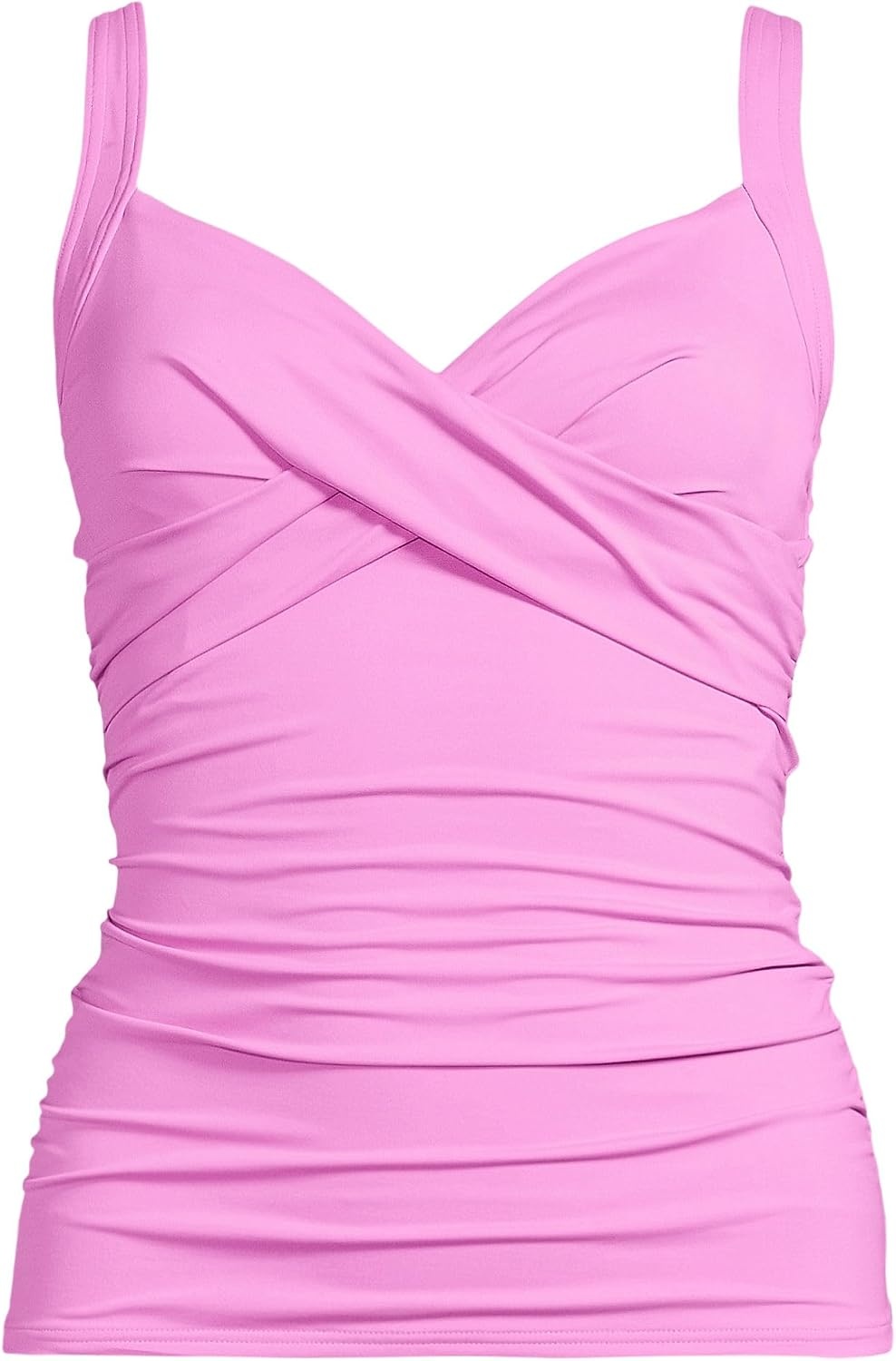 image:imageLands End Womens Chlorine Resistant Wrap Tankini Swimsuit TopAster Pink