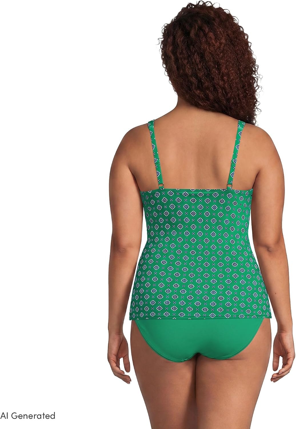 image:imageLands End Womens Chlorine Resistant Wrap Tankini Swimsuit TopGreenNavy Geo Floral
